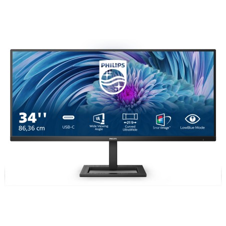 Philips E-line 346E2LAE 34" UltraWide Monitor - 3440 x 1440, 100Hz, HDMI, DisplayPort, USB-C - Ultimate Docking Station Experien